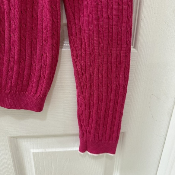 Ralph Lauren Active Cable Knit Sweater Womens Pink V Neck Long Sleeve Medium - Picture 2 of 9